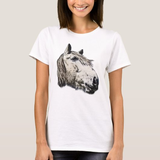T-shirt Cheval sauvage Portrait Cheval Auteur Dames Top (Devant)