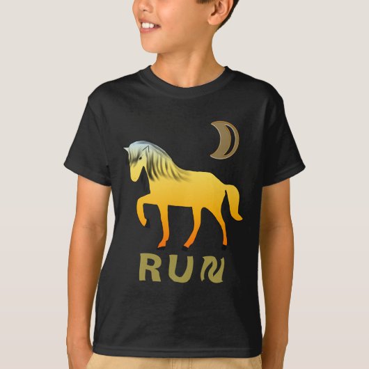 T-shirt Cheval sauvage sous la Lune d'Or (Devant)