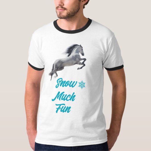 T-shirt Cheval sur la neige beaucoup de plaisir (Devant)