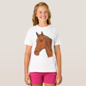 T-shirt Cheval Tête Brown Animal de ferme (Devant entier)