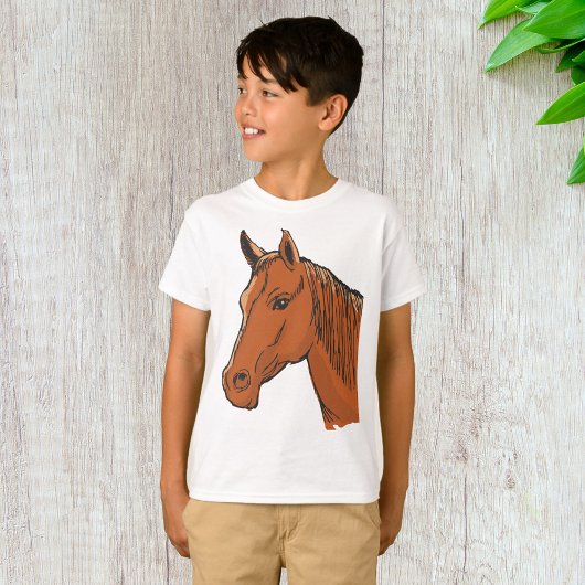 T-shirt Cheval Tête Brown Animal de ferme