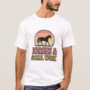 T-shirt Cheval & Travail Social Retro Sunset Vector Design