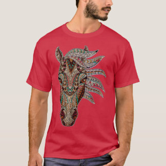 T-shirt Cheval Tribal Art Abstrait Native American Geometr