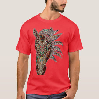 T-shirt Cheval Tribal Art Abstrait Native American Geometr