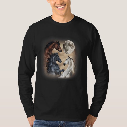 T-shirt Cheval Trois Cheval Lune 3 Wolfs (Devant)