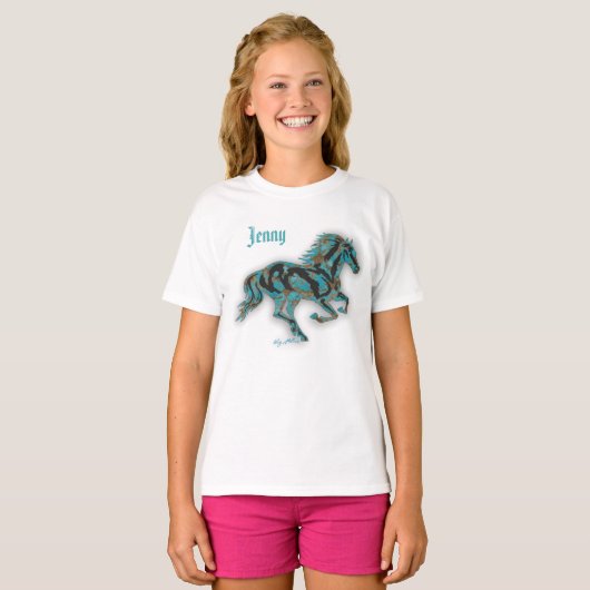 T-shirt Cheval Turquoise (Devant entier)