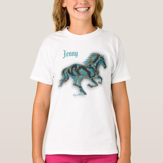 T-shirt Cheval Turquoise (Devant)