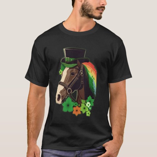 T-shirt Cheval vert trèfle le jour de la Saint-Patrick Che (Devant)