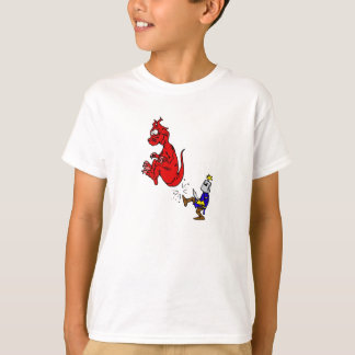 T-shirt Chevalier donnant un coup de pied le dragon