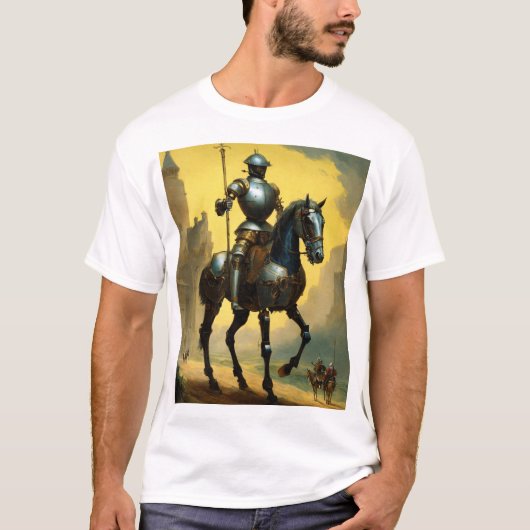 T-shirt Chevalier en armure brillante : Guerrier Vintage (Devant)