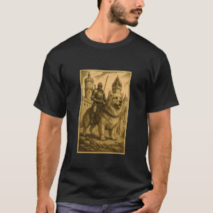 T-shirt Chevalier médiéval montant un chien retriever doré