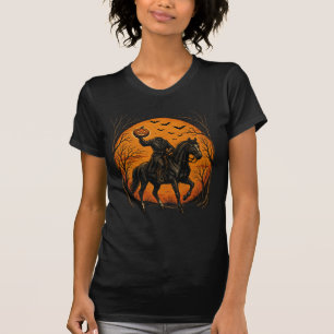 T-shirt Chevalier sans tête sur un cheval citrouille Hallo
