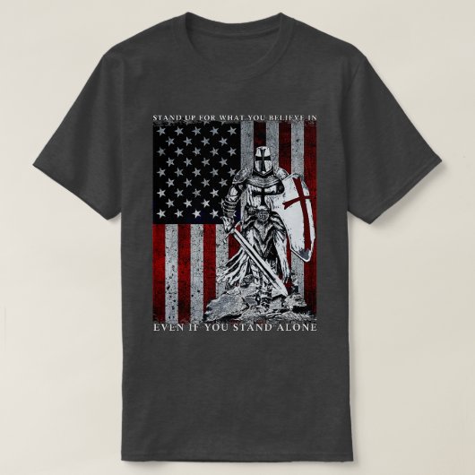 T-shirt Chevalier Templier Drapeau Américain Croisés (Design devant)