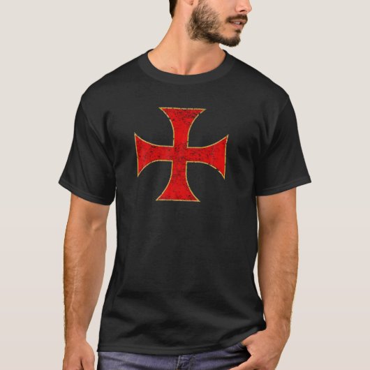 T-shirt Chevaliers Croisés Templier Distressé Top Tee (Devant)