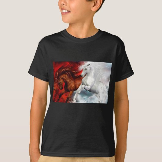 T-shirt chevaux air et feu (Devant)