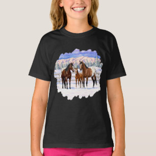 T-shirt Chevaux Appaloosa De Baie Brown En Neige