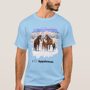 T-shirt Chevaux Appaloosa De Baie Brown En Neige