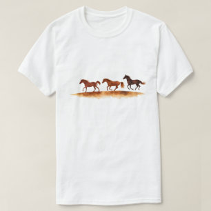 T-shirt Chevaux au galop sur une plaine aquarelle