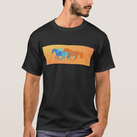 T-shirt Chevaux Colorés en Course (Devant)
