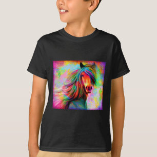 T-shirt Chevaux colorés Équitation équitation Amateurs de