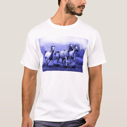 T-shirt Chevaux de course et Lune Bleue (Devant)