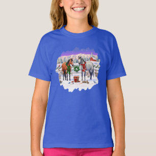T-shirt Chevaux de Noël dans la neige