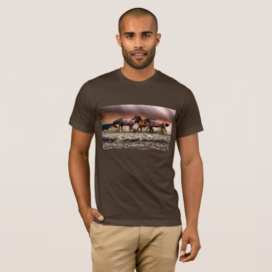 T-shirt chevaux en course (Devant entier)