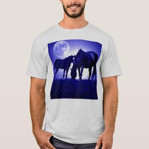 T-shirt Chevaux en Nuit Bleue