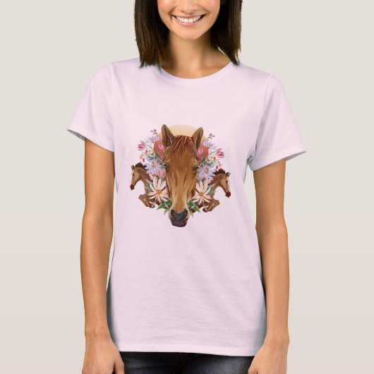 T-shirt Chevaux et fleurs (Devant)