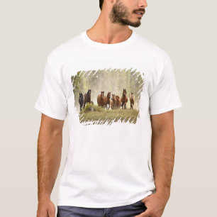 T-shirt Chevaux franchissant une petite colline lors d'un
