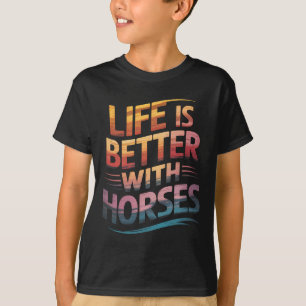 T-shirt Chevaux La Vie Mignonne Est Meilleure Avec Les Che