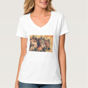 T-shirt Chevaux Peinture d'aquarelle artistique