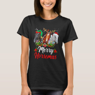 T-shirt Chevaux Père Noël Reindeer illuminations de Noël J