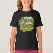 T-shirt Chevaux Poulet Poulet Poulet À Peinture En Pâturag (Devant)