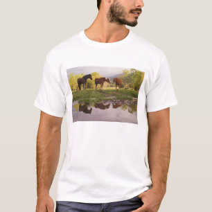 T-shirt Chevaux reflétés dans un petit ruisseau, Cades Cov