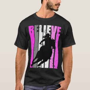 T-shirt Chevaux Roses Cheval Rider Retro Vache Vintage