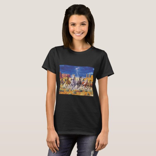 T-shirt Chevaux sauvages en course (Devant entier)