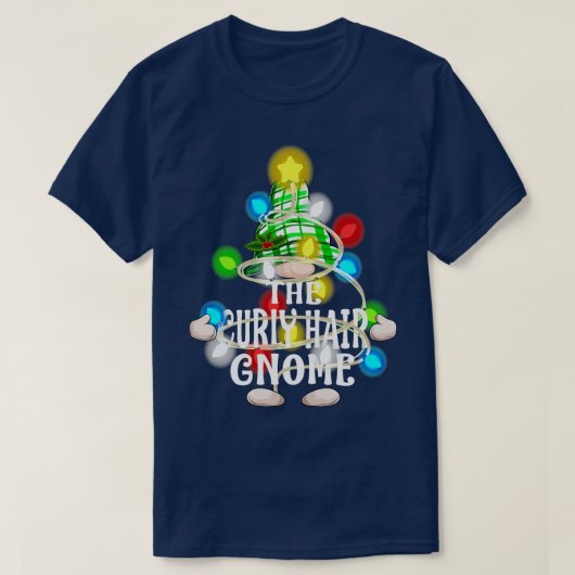 T-shirt Cheveux bouclés Gnome Noël Matching Family Shi (Design devant)