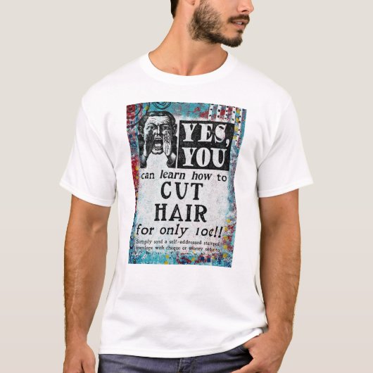 T-shirt Cheveux coupés - Drôle Annonce Vintage (Devant)