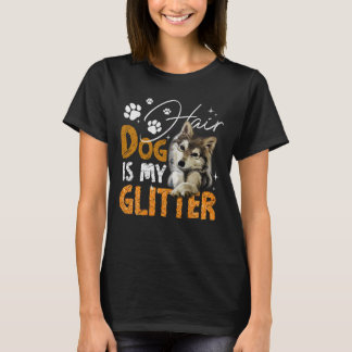 T-shirt Cheveux de chien est ma Parties scintillant Sibéri