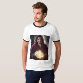 T-shirt Cheveux moyens foncés, chèvre française, sourire,  (Devant entier)