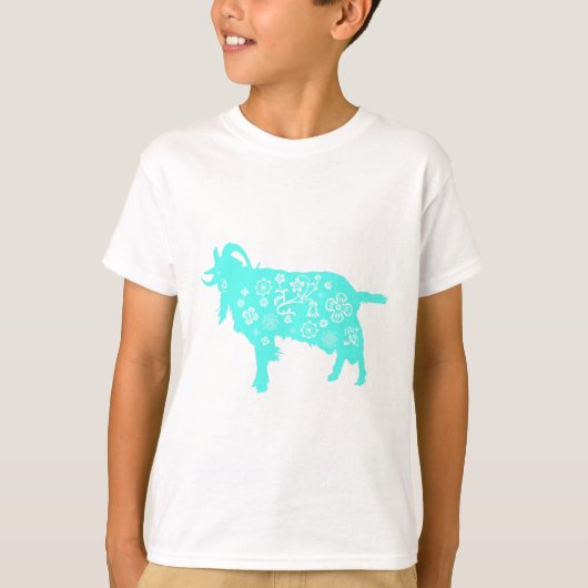 T-shirt Chèvre bleue Chinois Nouvel An Têt Enfants Blanc T (Devant)