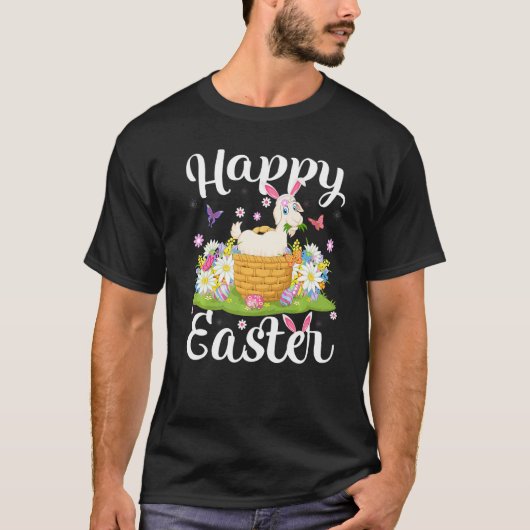 T-shirt Chèvre Chasse aux oeufs de Pâques Chèvre florale D (Devant)