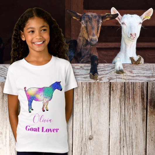 T-Shirt Chèvre Colorée Animal Art Nom