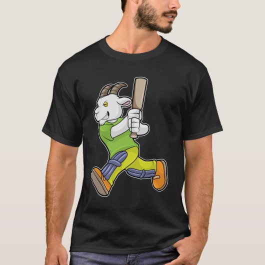 T-shirt Chèvre comme Batsman avec chauve-souris de cricket (Devant)