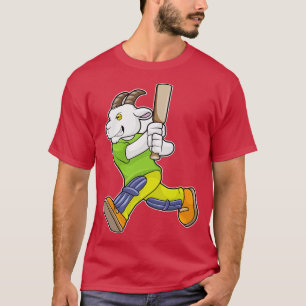 T-shirt Chèvre comme Batsman avec chauve-souris de cricket