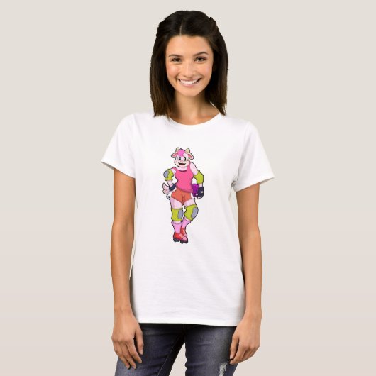 T-shirt Chèvre comme Patinage en ligne avec Patins en lign (Devant entier)