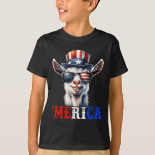 T-shirt Chèvre d'Amérique Patriotique 4 juillet Drôle Enfa
