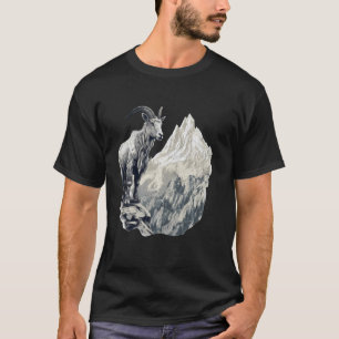 T-shirt Chèvre de montagne avec paysage Pittoresque, Mont