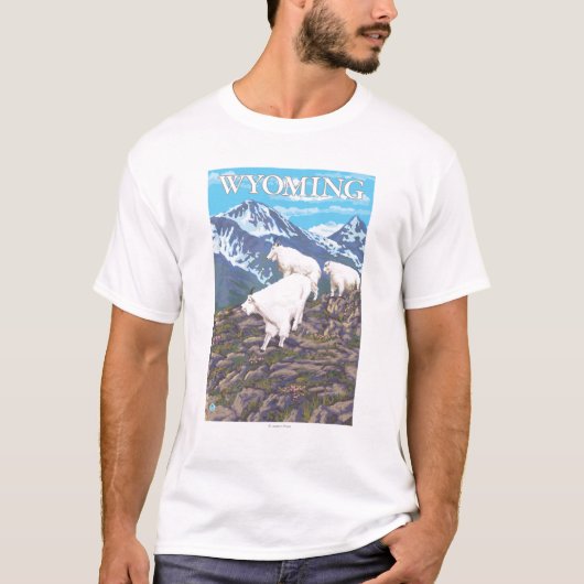 T-shirt Chèvre de montagne blanche FamilyWyoming (Devant)
